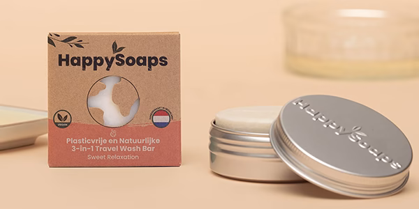 Travelbar 3-in-1van Happy Soaps voor plastic vrij reizen